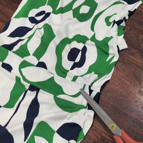 Banana Republic Geometric Preppy Twee Knee Length Wrap Dress Green/White Large - Picture 13 of 13